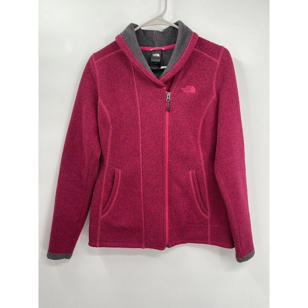 The North Face Small Fleece Jacket Women Pink Sherpa Lined Full Zip Sweater Knit